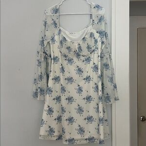 Floral Blue and White Dress